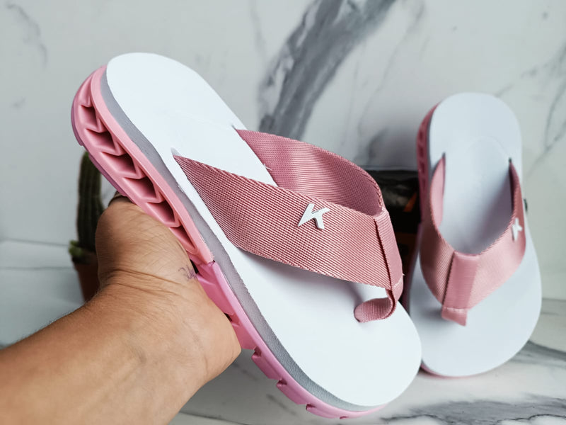 Chinelo Kenner Branco Rosa Feminino