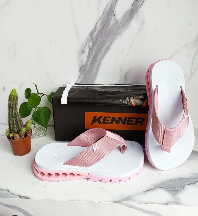 Chinelo Kenner Branco Rosa Feminino