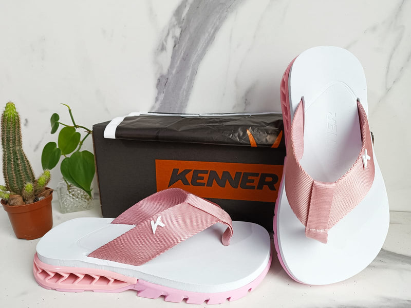 Chinelo Kenner Branco Rosa Feminino