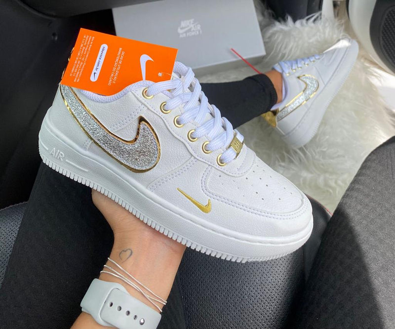 Tênis Nike Air Force Gold Gliter Premium Feminino