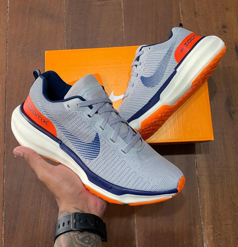 Tênis Nike Invincible Run 3 Cinza Laranja Premium Masculino