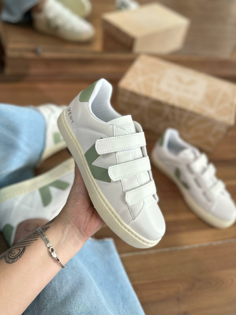 Tênis Vert Branco Verde Premium Feminino